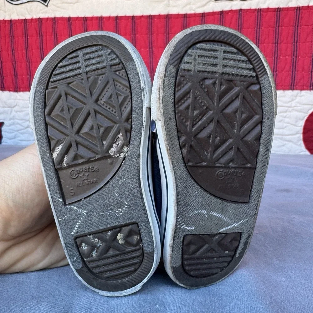 Size 6c - Baby Infant Black Unisex Converse All Star Low Top Velrco Canvas Shoes